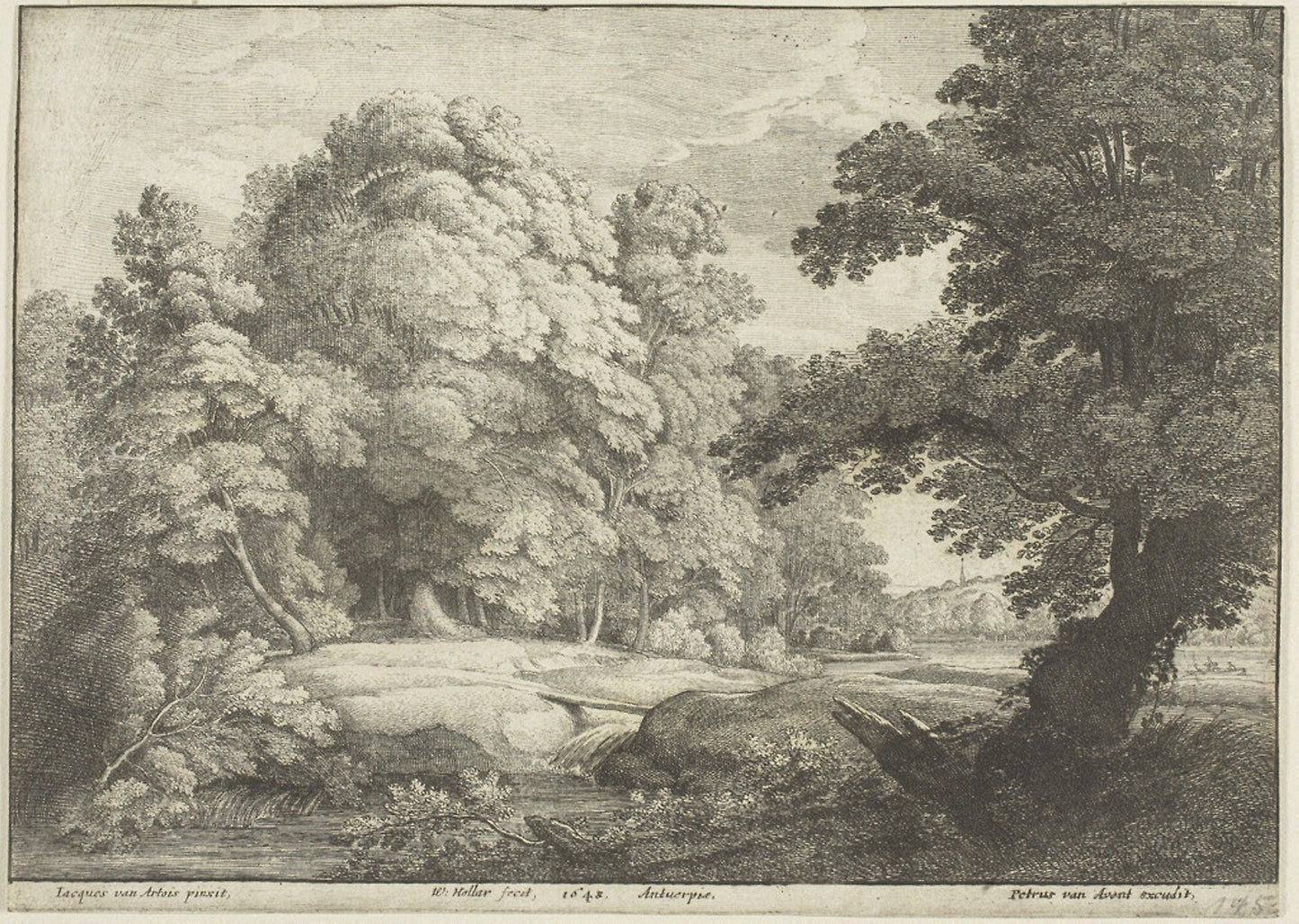 The Bridge Over the Waterfall - Wenceslaus Hollar (Czech, 1607-1677), Poster Print Wall Art