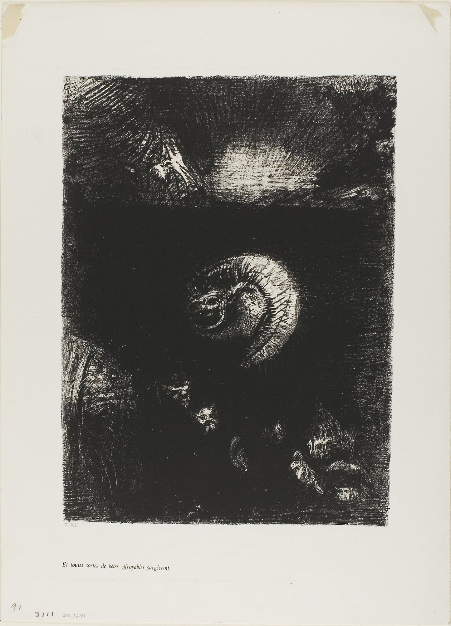 And All Manner of Frightful Creatures Arise, plate 8 of 10 - Odilon Redon, Poster Print Wall Art