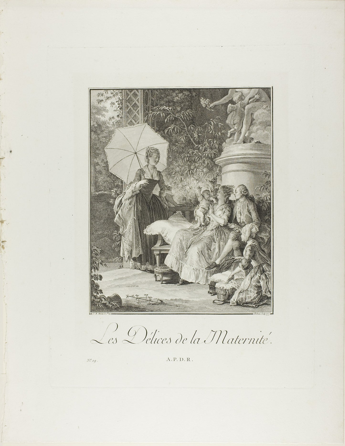 The Delights of Motherhood, from Monument du Costume Physique et Moral de la fin du Dix-huitième siècle - Isidor-Stanislas Helman (French, 1743-1806 or 1809), Poster Print Wall Art