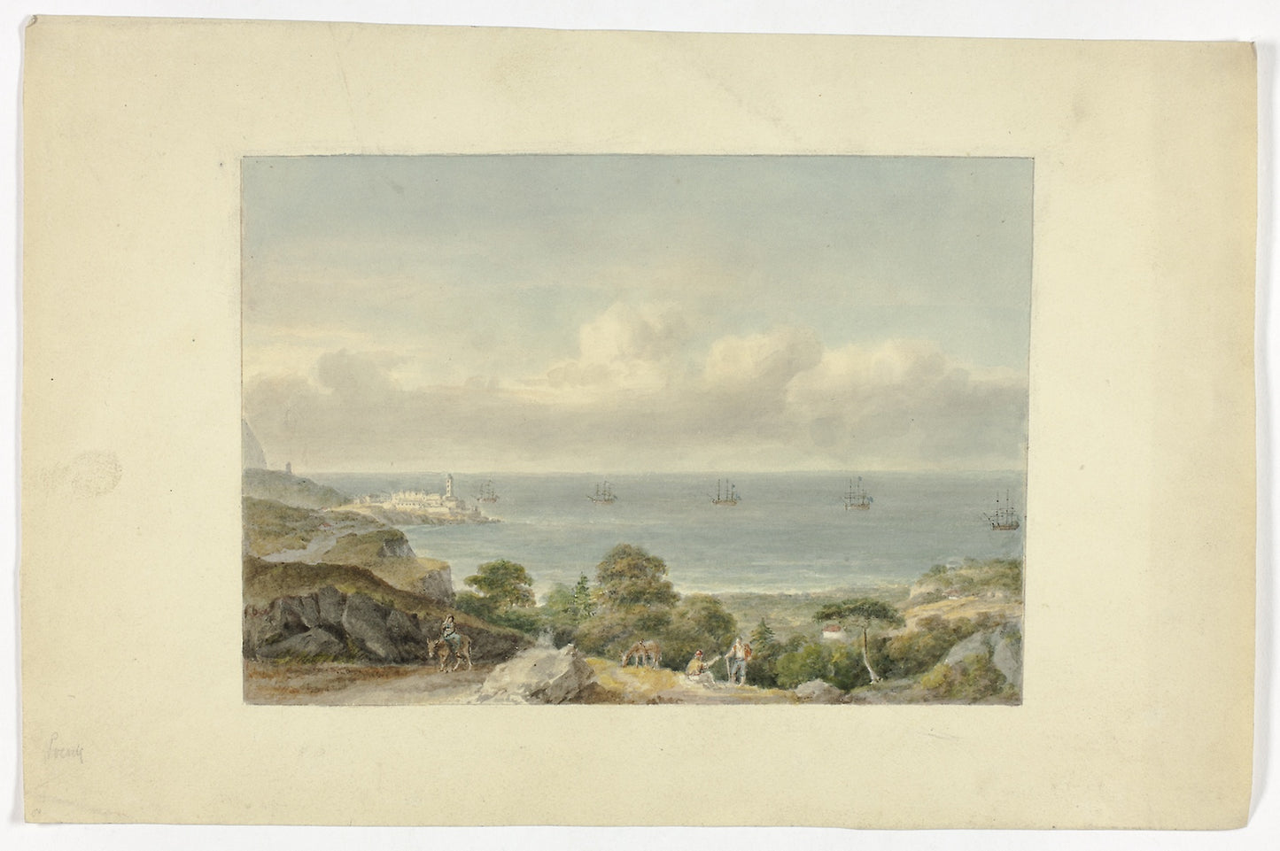 Mediterranean Seascape with Port - Attributed to Nicholas Pocock, Poster Print Wall Art