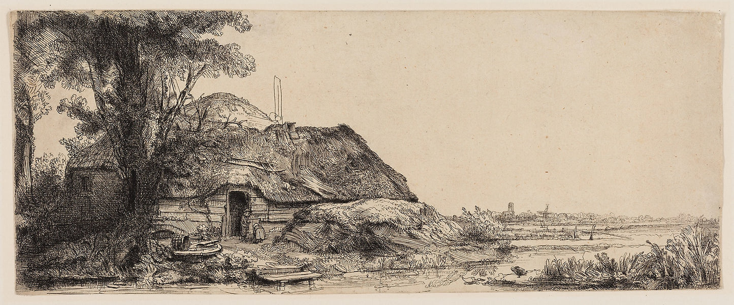 Landscape with a Cottage and a Large Tree - Rembrandt van Rijn, Poster Print Wall Art