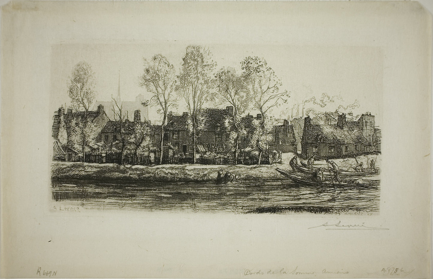 Banks of the Somme at Amiens - Louis Auguste Lepère, Poster Print Wall Art