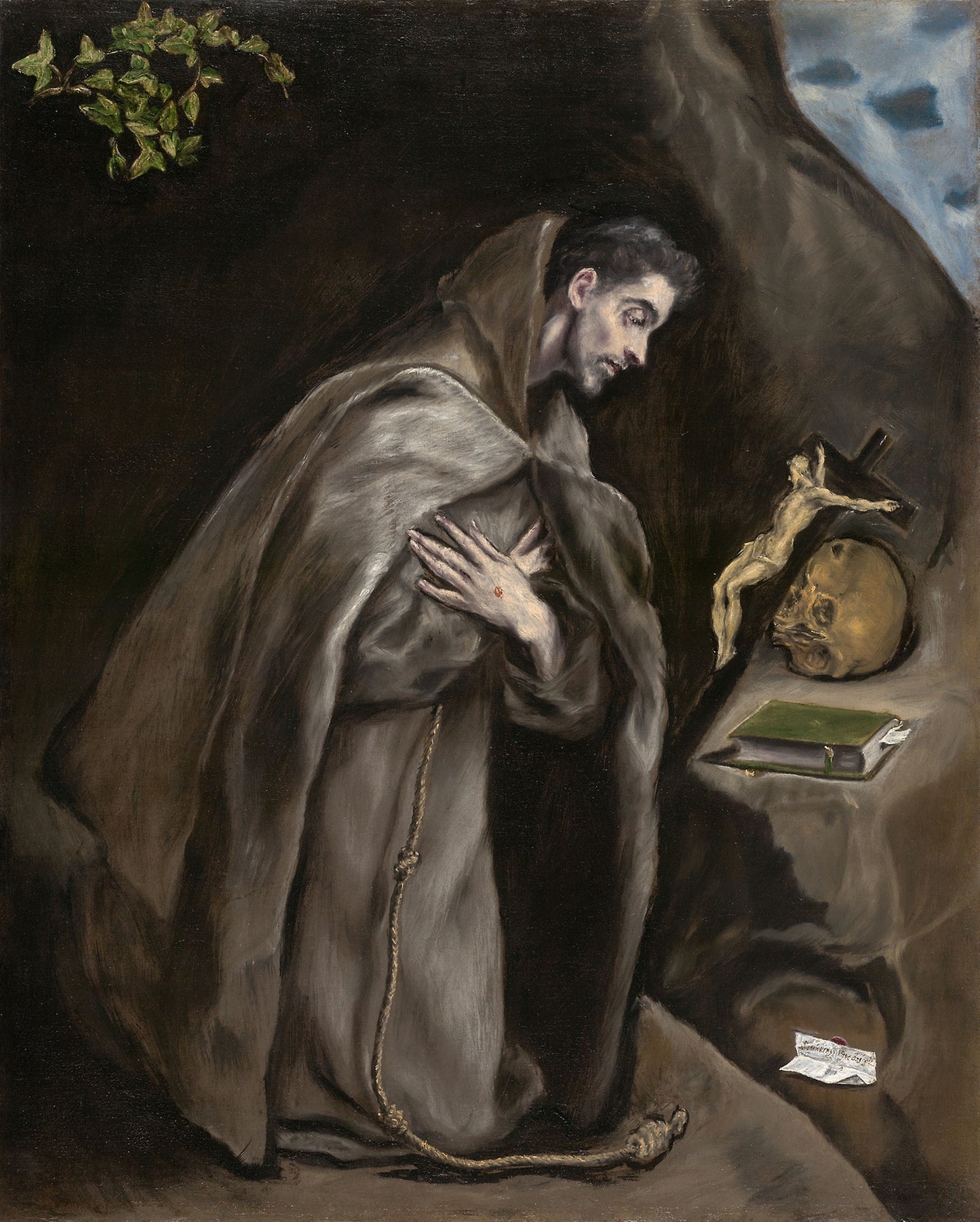 Saint Francis Kneeling in Meditation - El Greco (Domenikos Theotokopoulos), Poster Print Wall Art