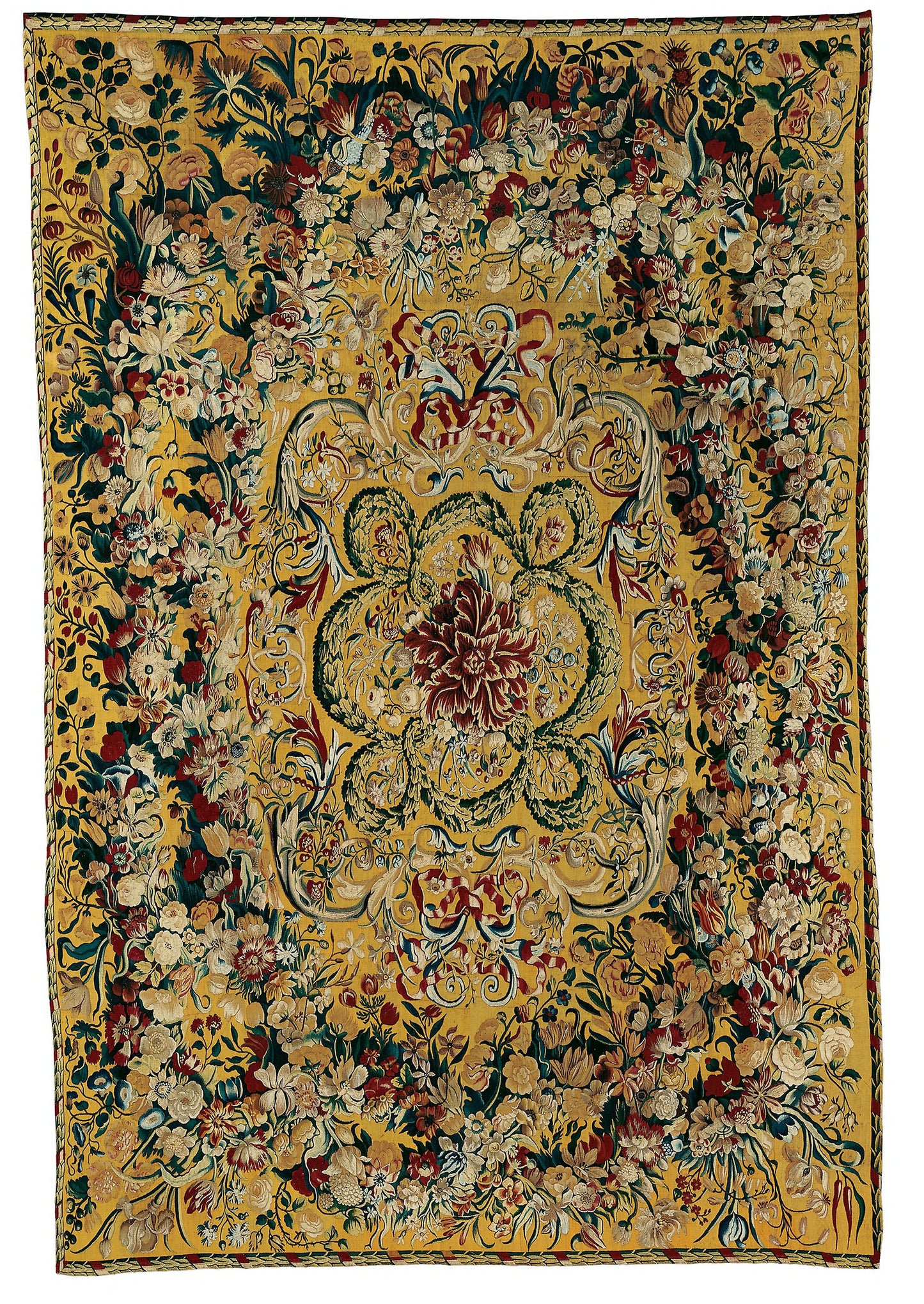 Table Carpet with Garlands of Flowers and Rinceaux - Possibly Flanders or France, Poster Print Wall Art