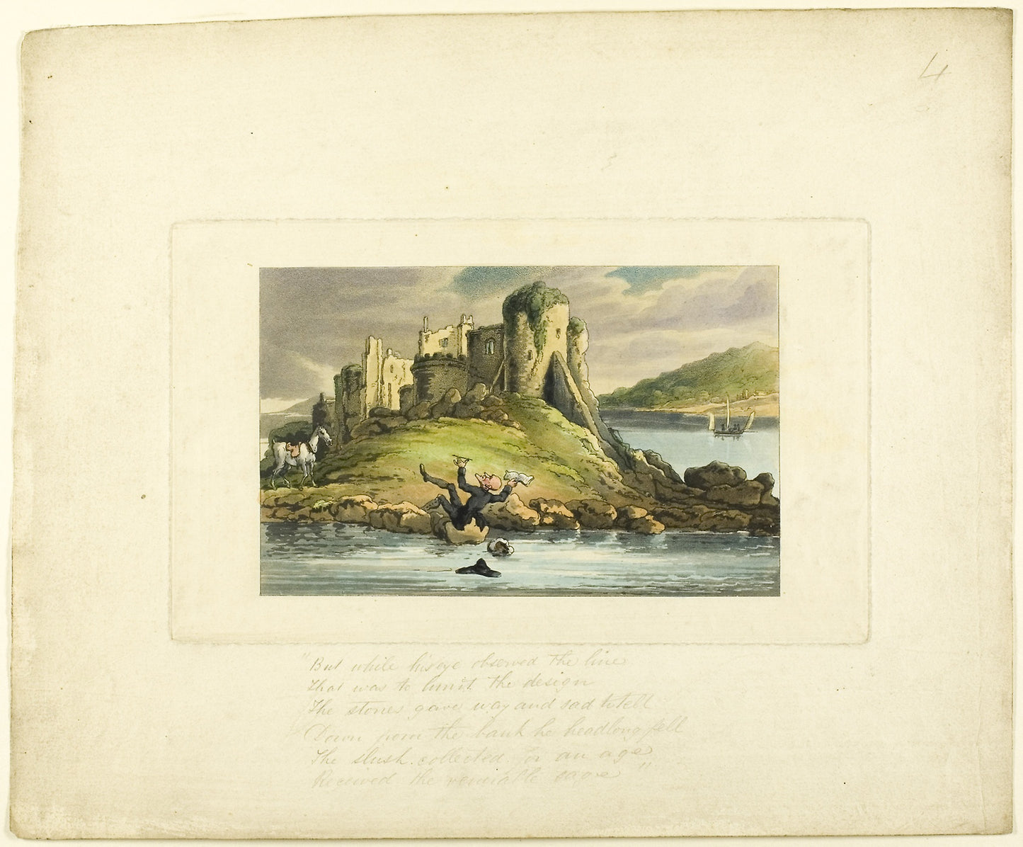 Doctor Syntax Tumbling in the Water, from The Tour of Doctor Syntax - Thomas Rowlandson (English, 1756-1827), Poster Print Wall Art