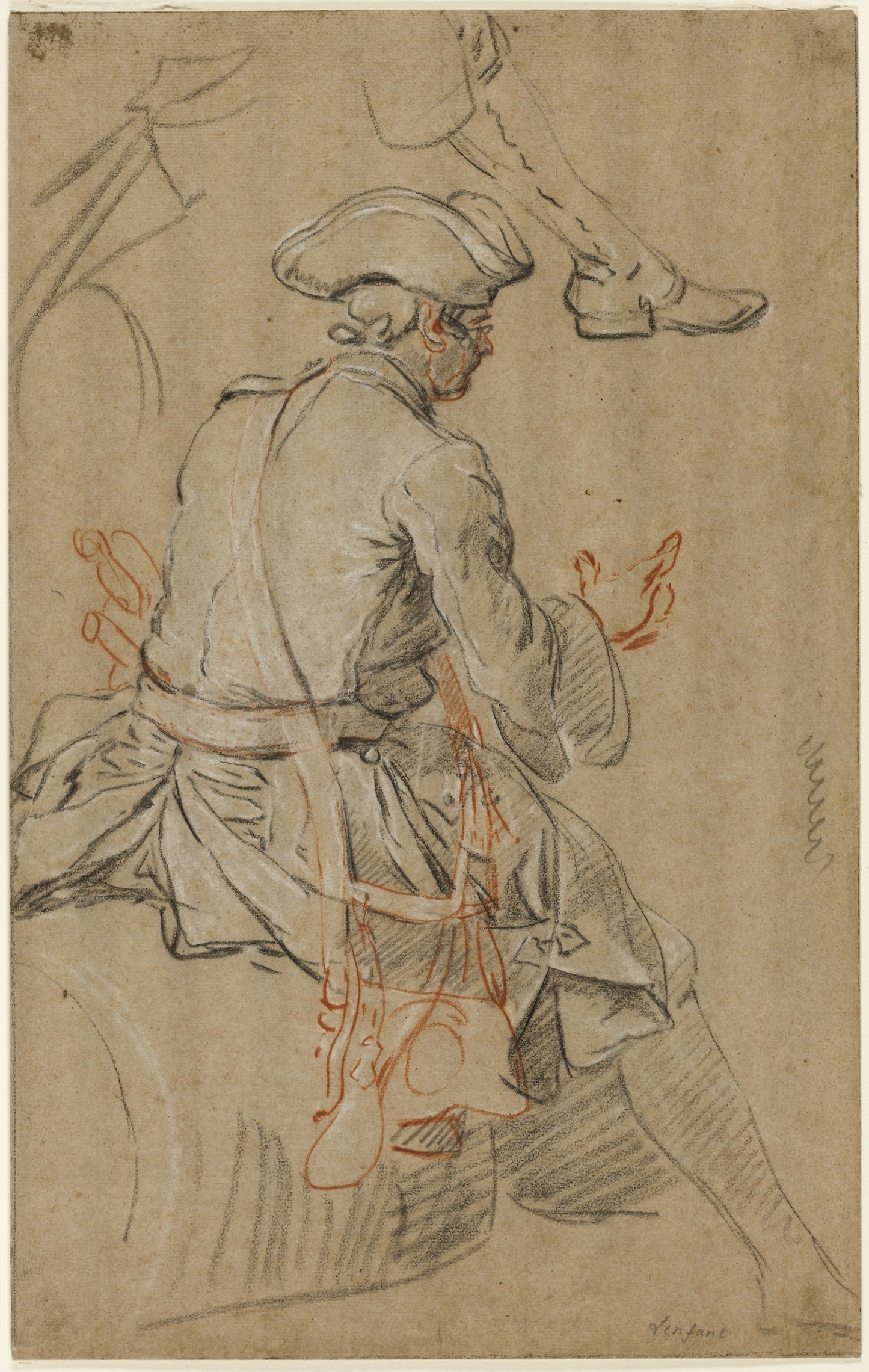 Sketch of Man on Horseback, with Separate Sketch of his Right Foot - Pierre Lenfant, Poster Print Wall Art