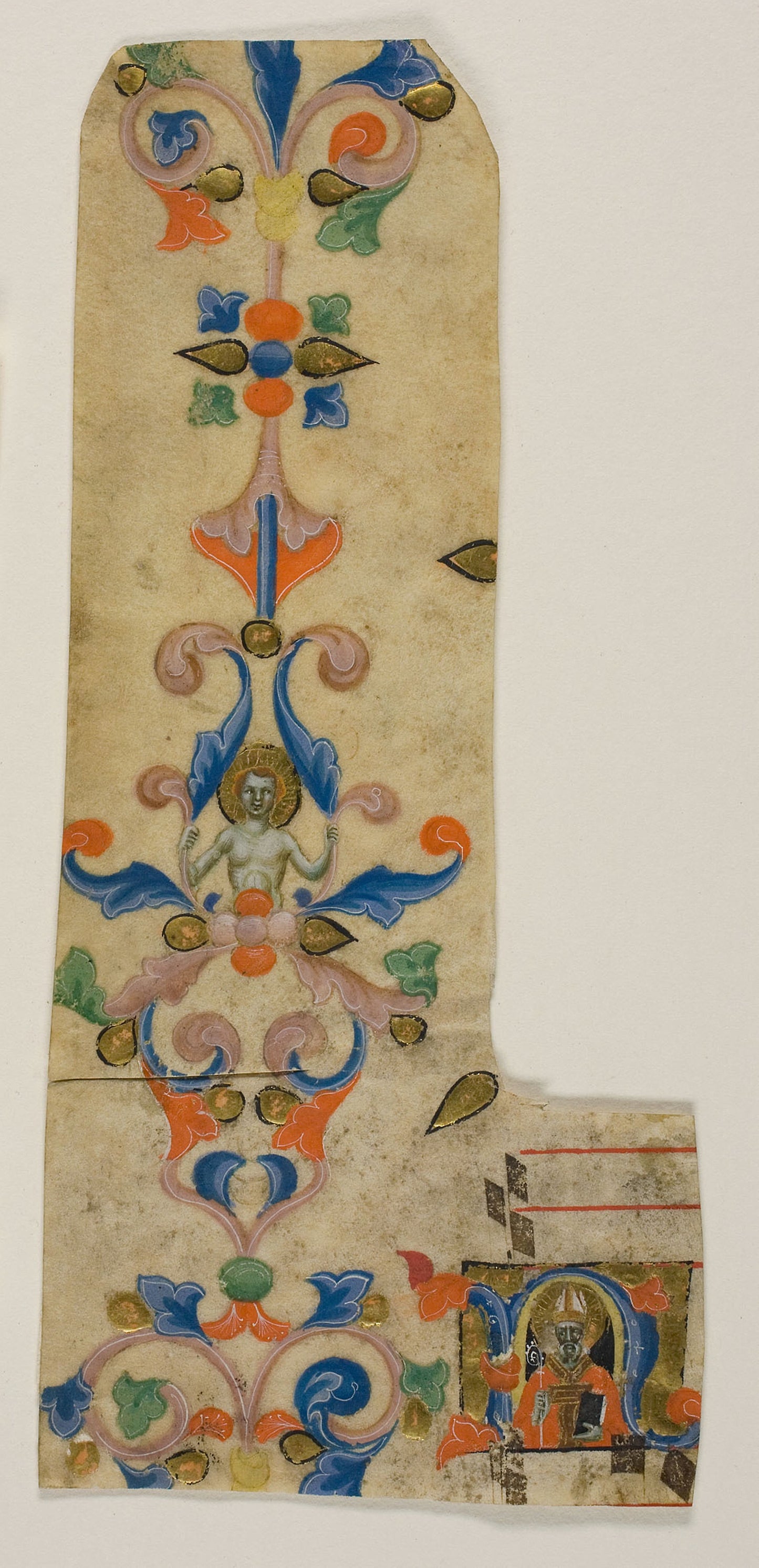 Bishop Saint Zenobius in a Historiated Initial "N" with Decorated Border from a Laudario: Italian (Florence), Poster Print Wall Art