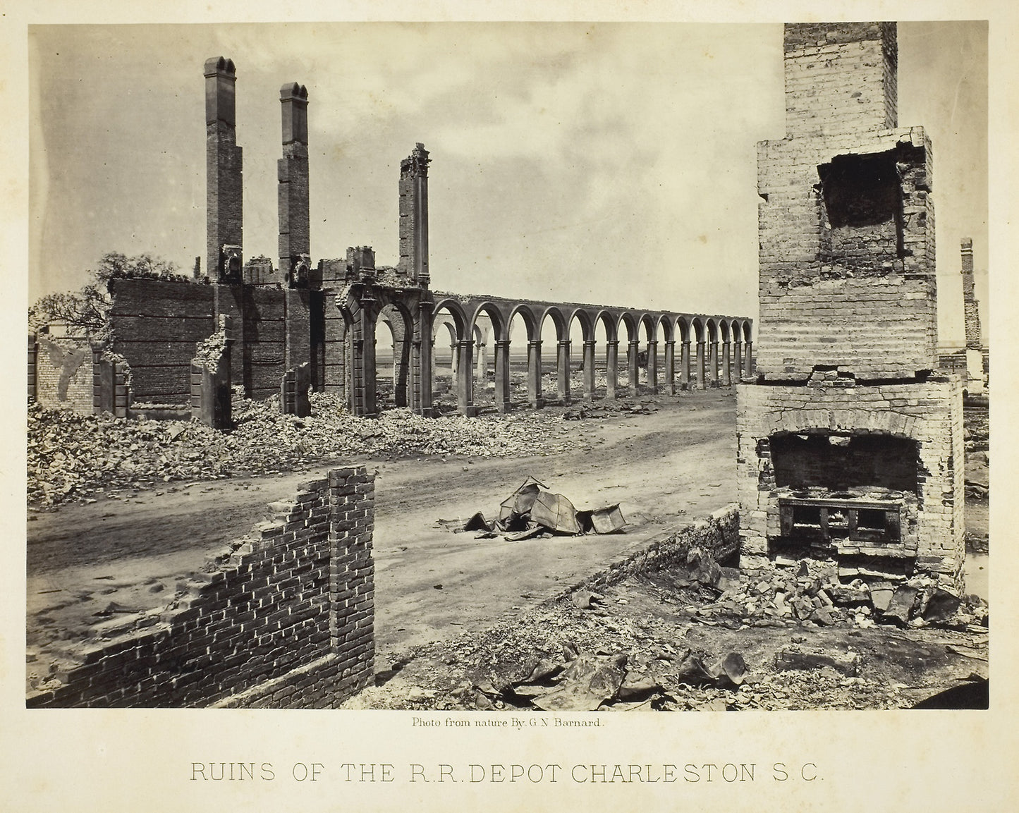 Ruins of the R.R. Depot Charleston, S.C. - George N. Barnard, Poster Print Wall Art