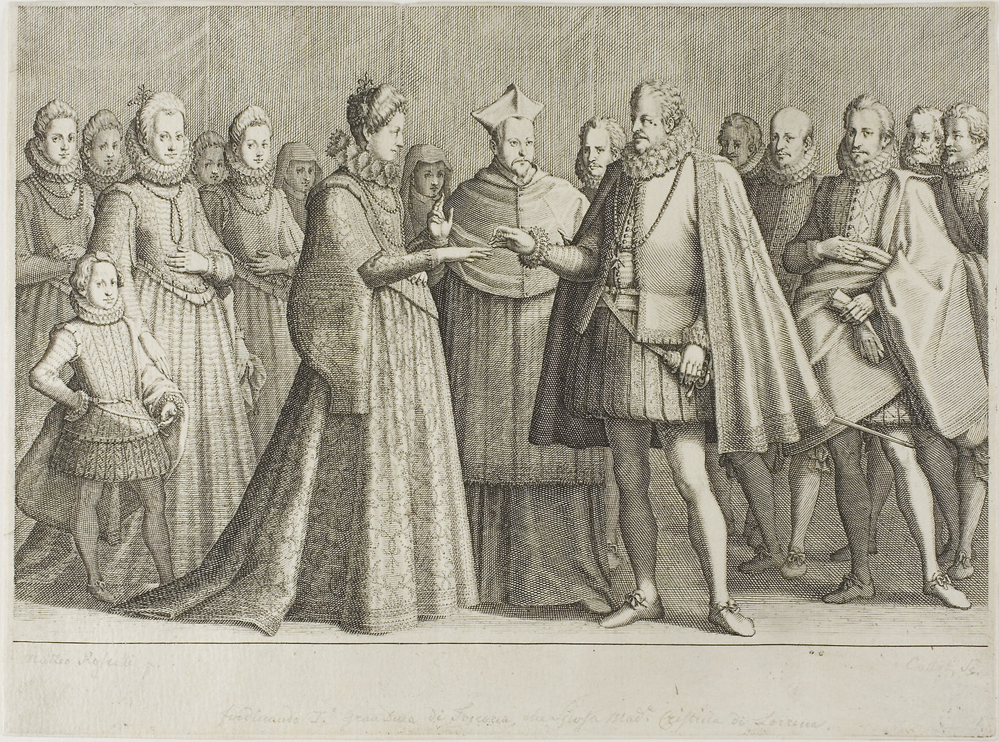 The Marriage of Ferdinand de' Medici and the Duchess Christine de Lorraine, plate 1 from The Life of Ferdinand de Medici - Jacques Callot, Poster Print Wall Art