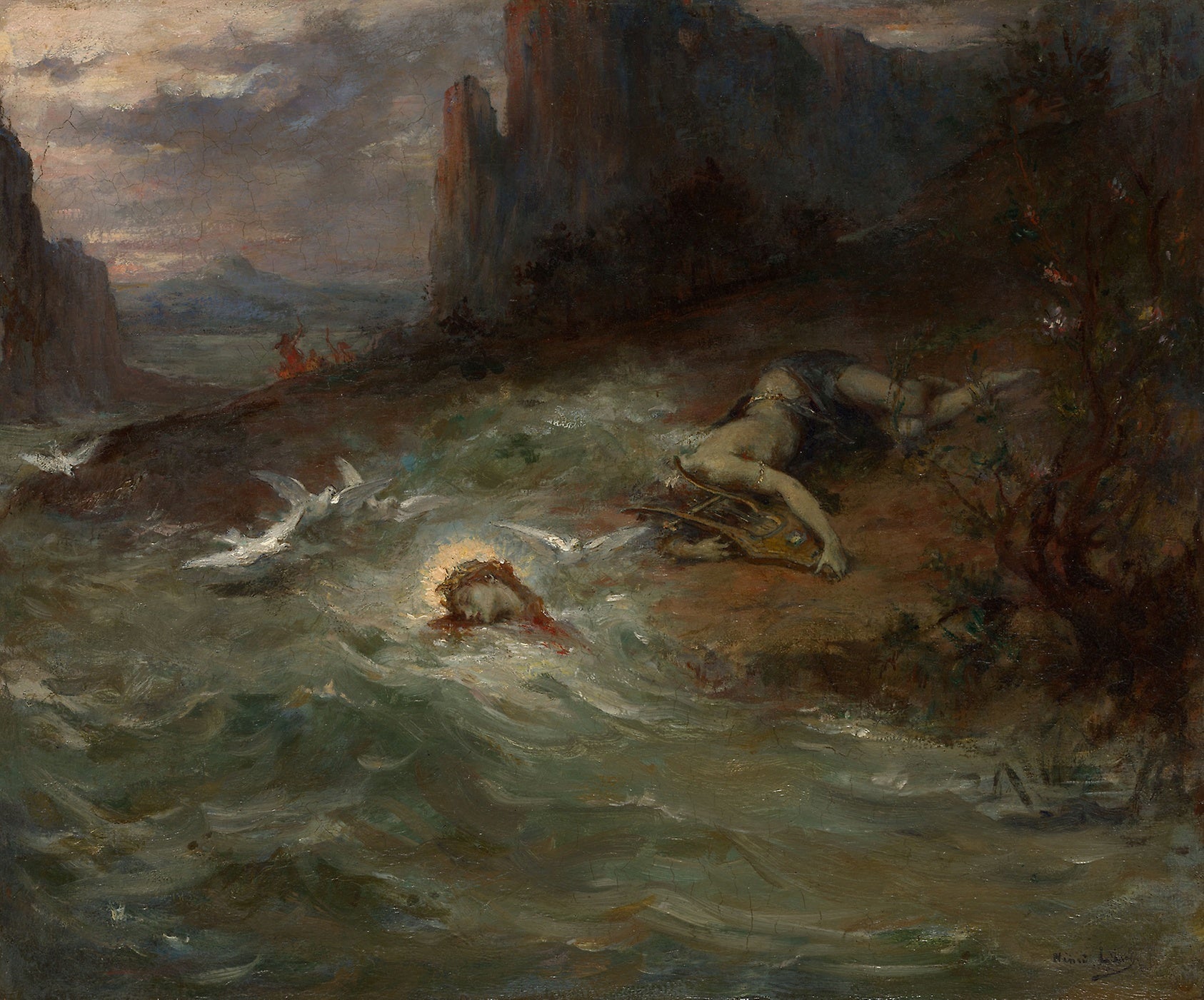 The Death of Orpheus: Henri Leopold Lévy,16x12"(A3) Poster