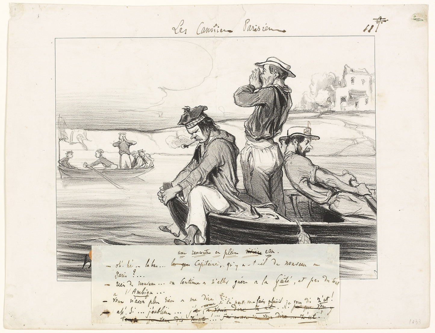 An Encounter in Open Water, plate eleven from Les Canotiers Parisiens - Honoré-Victorin Daumier, Poster Print Wall Art