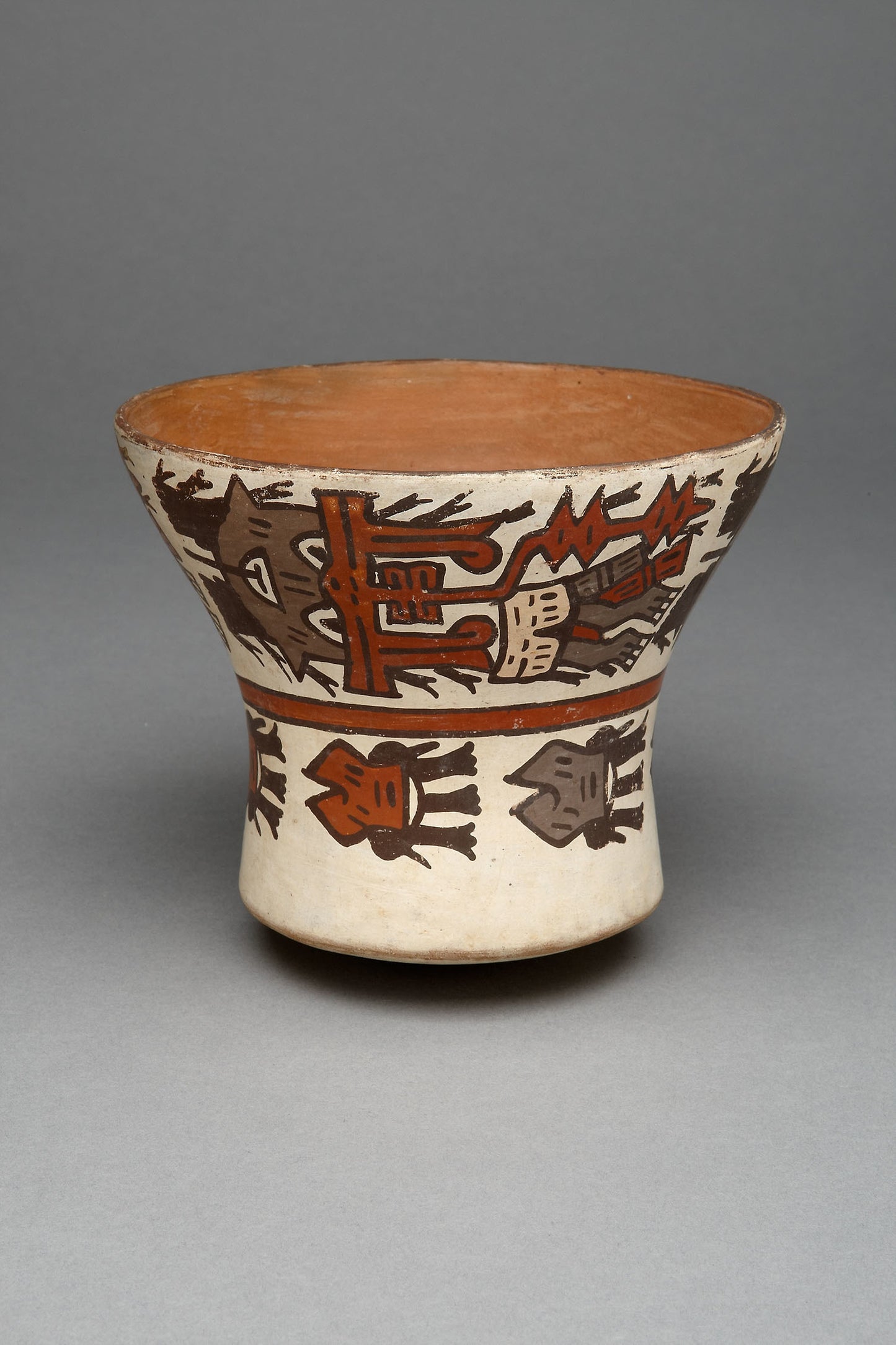 Open-Neck Cup Depicting Abstract Figures and Decapitated Heads - Nazca, Poster Print Wall Art