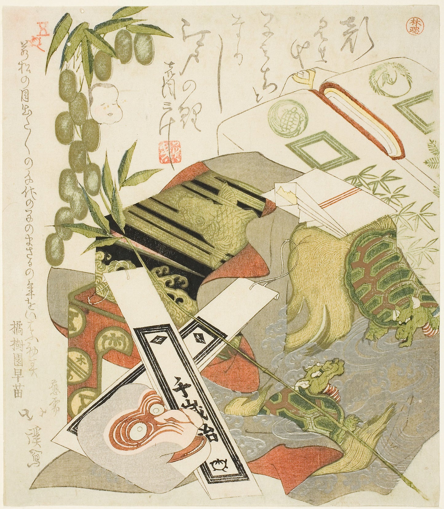 Still-Life with Monkey Mask - Totoya Hokkei, Poster Print Wall Art