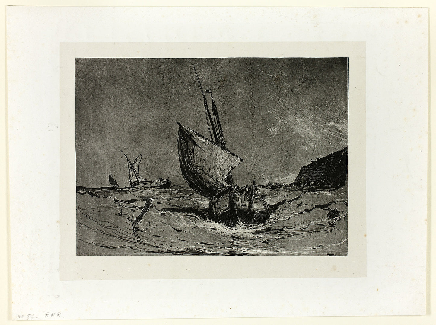 Fishing Boat in a Gale - Eugène Isabey, Poster Print Wall Art