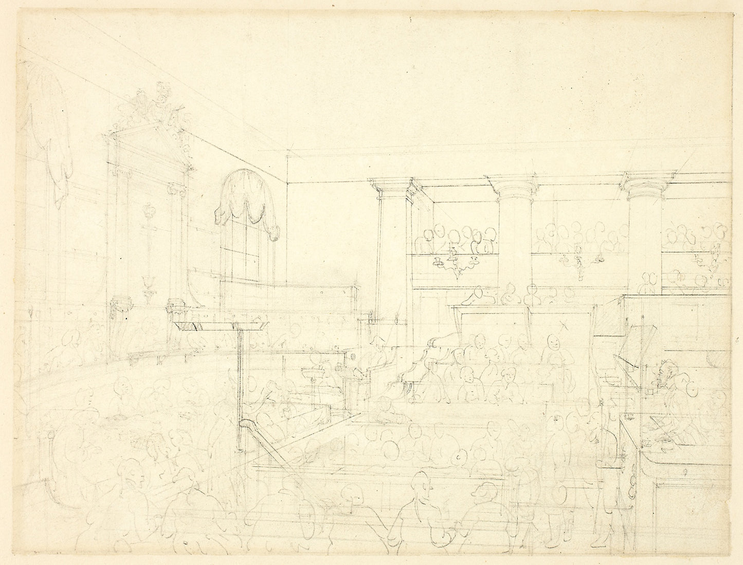 Study for Old Bailey, from Microcosm of London - Augustus Charles Pugin (English, born France, 1762-1832), Poster Print Wall Art