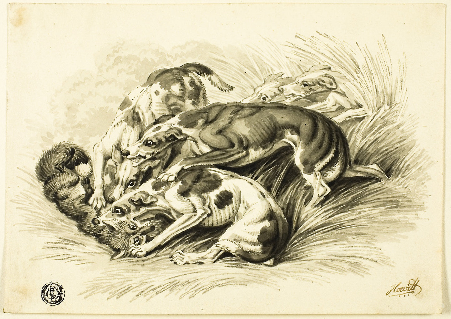 Hounds with Fox - Guillaume Coustou, I, Poster Print Wall Art