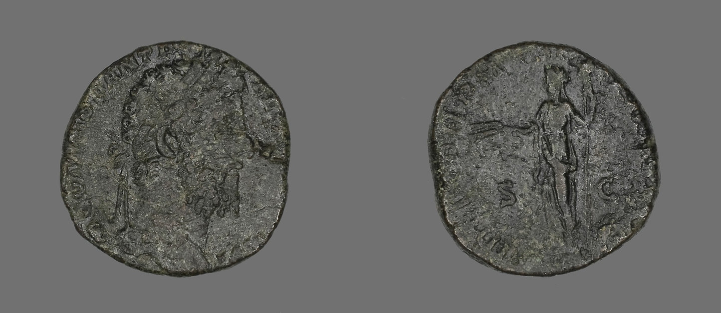 Sestertius (Coin) Portraying Marcus Aurelius or Lucius Verus - Roman, Poster Print Wall Art