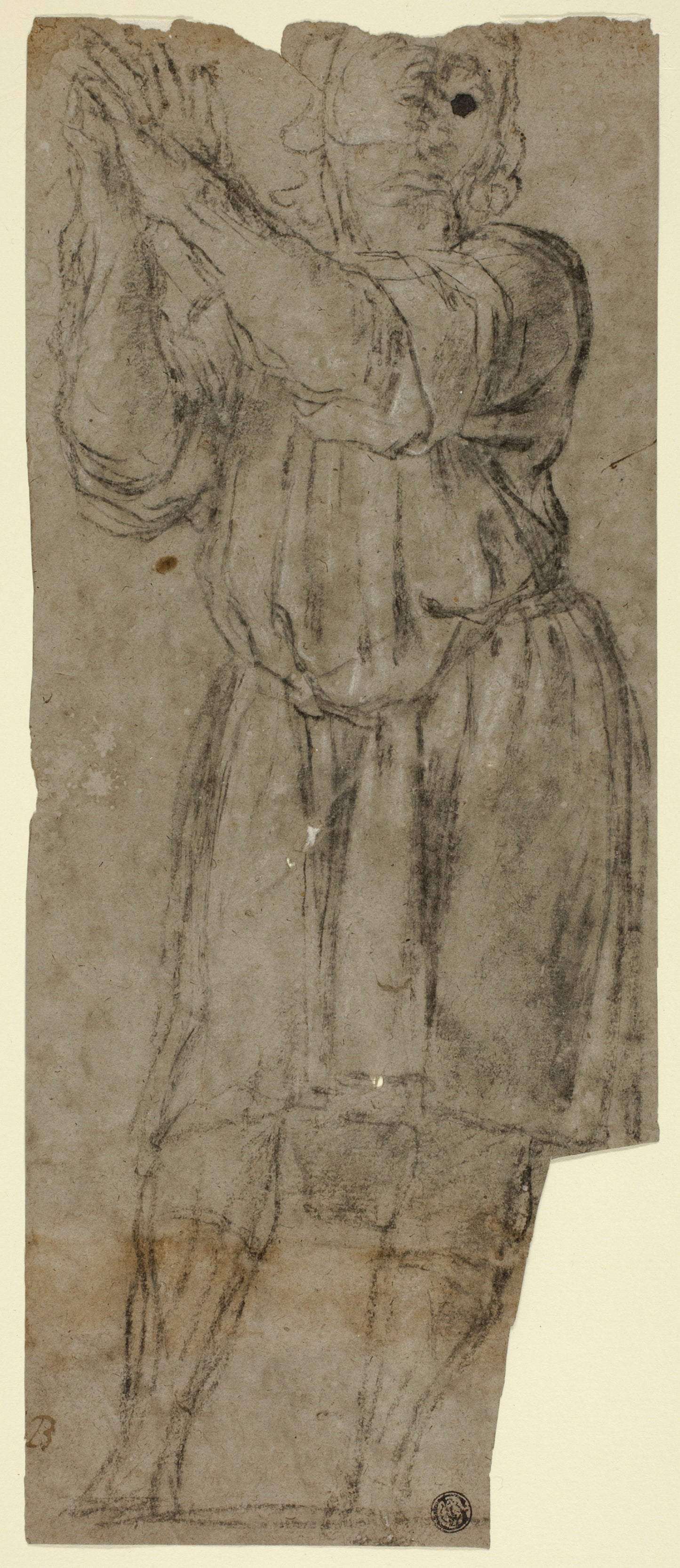 Man Standing in Prayer (recto); Drapery Study (verso) - Domenico Fiasella, Poster Print Wall Art