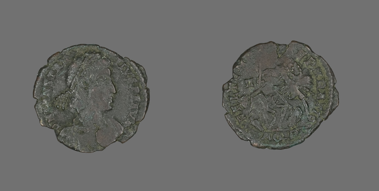 Coin Portraying Emperor Constantius II - Roman, minted in Aquileia, Poster Print Wall Art