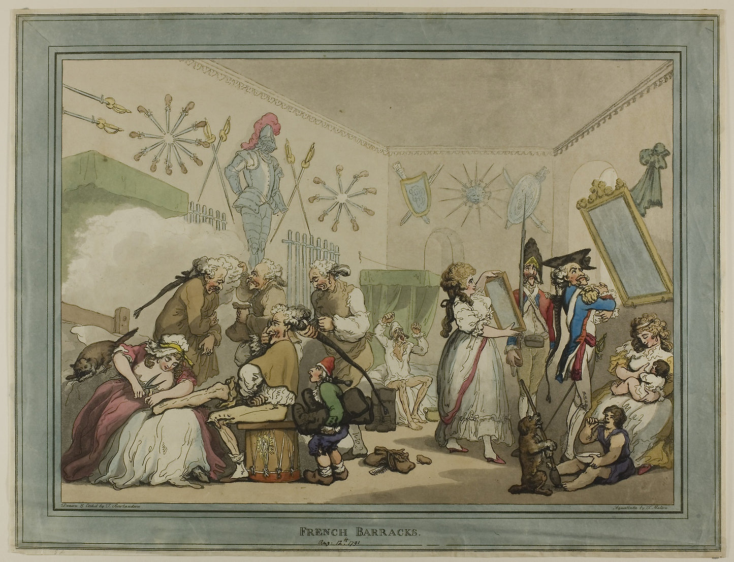 French Barracks: Thomas Rowlandson,16x12"(A3) Poster