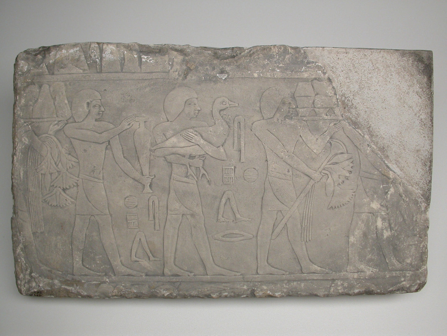 Wall Fragment from a Tomb Depicting Offering Bearers: Egyptian, Saqqara, tomb of Akhethotep (?), Poster Print Wall Art