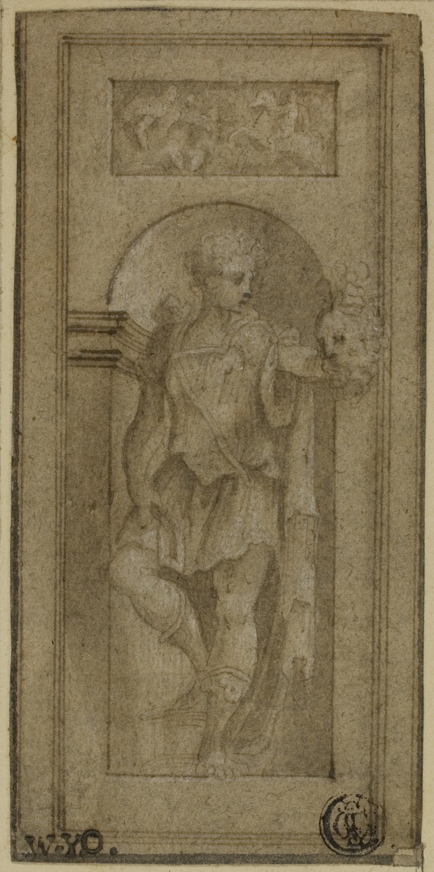 Niche Statue of David with the Head of Goliath - Possibly Francesco de'Rossi, called Salviati (Italian, 1510-1563), Poster Print Wall Art