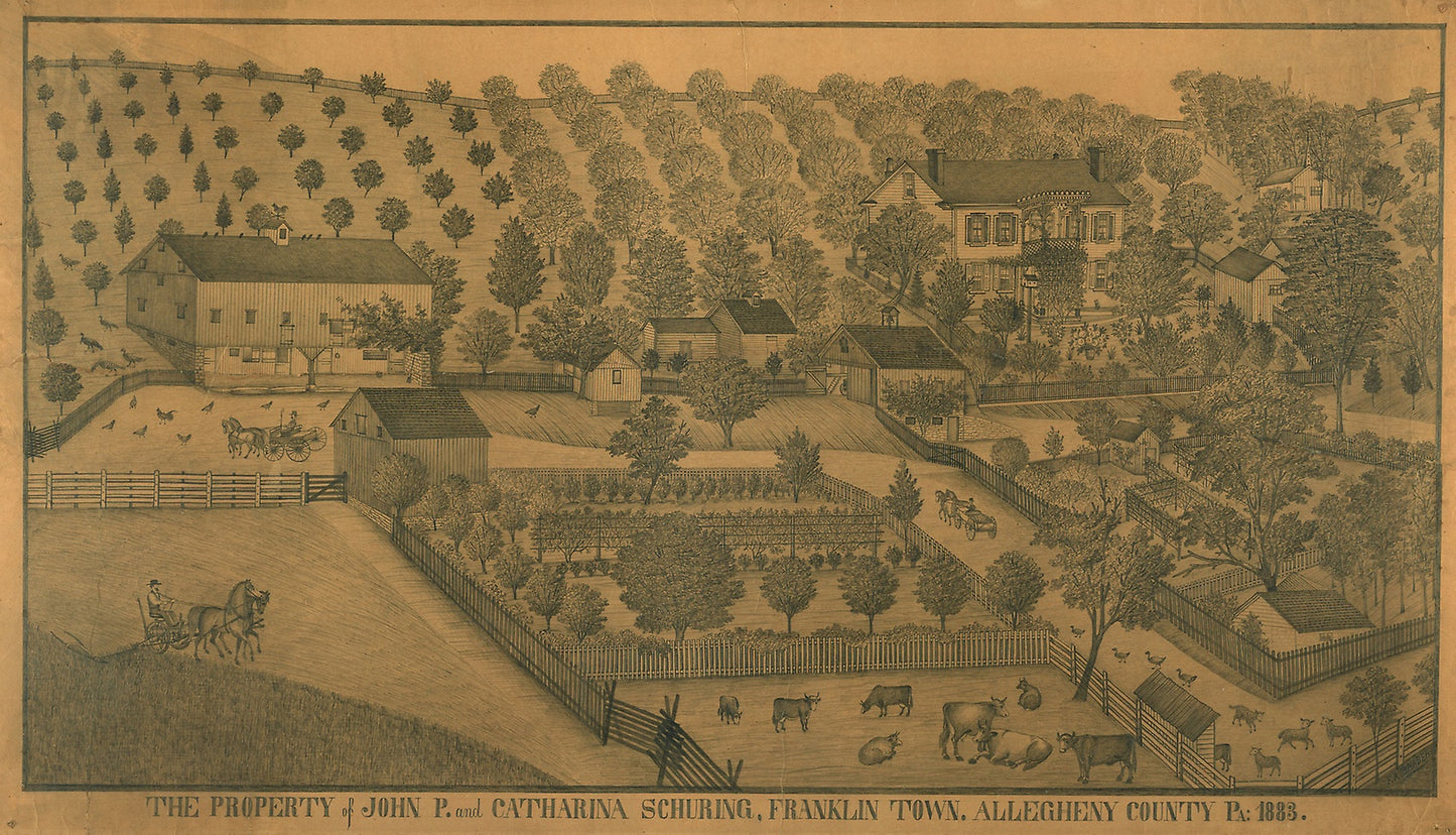 The Property of John P. and Catharina Schuring, Franklin Town, Allegheny County, Pennsylvania - Ferdinand A. Brader, Poster Print Wall Art