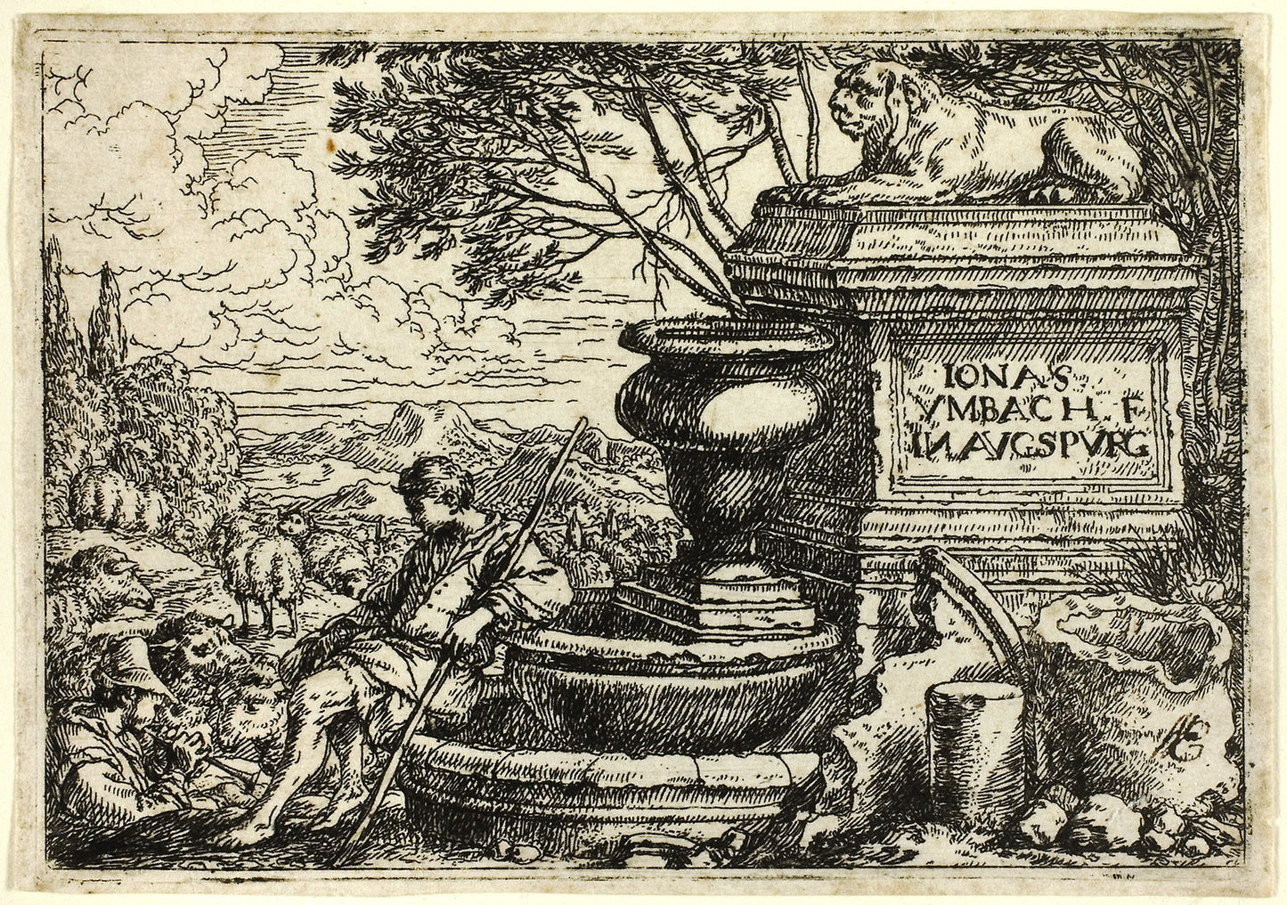 Italian Landscape with Ruins - Jonas Umbach the Elder, Poster Print Wall Art
