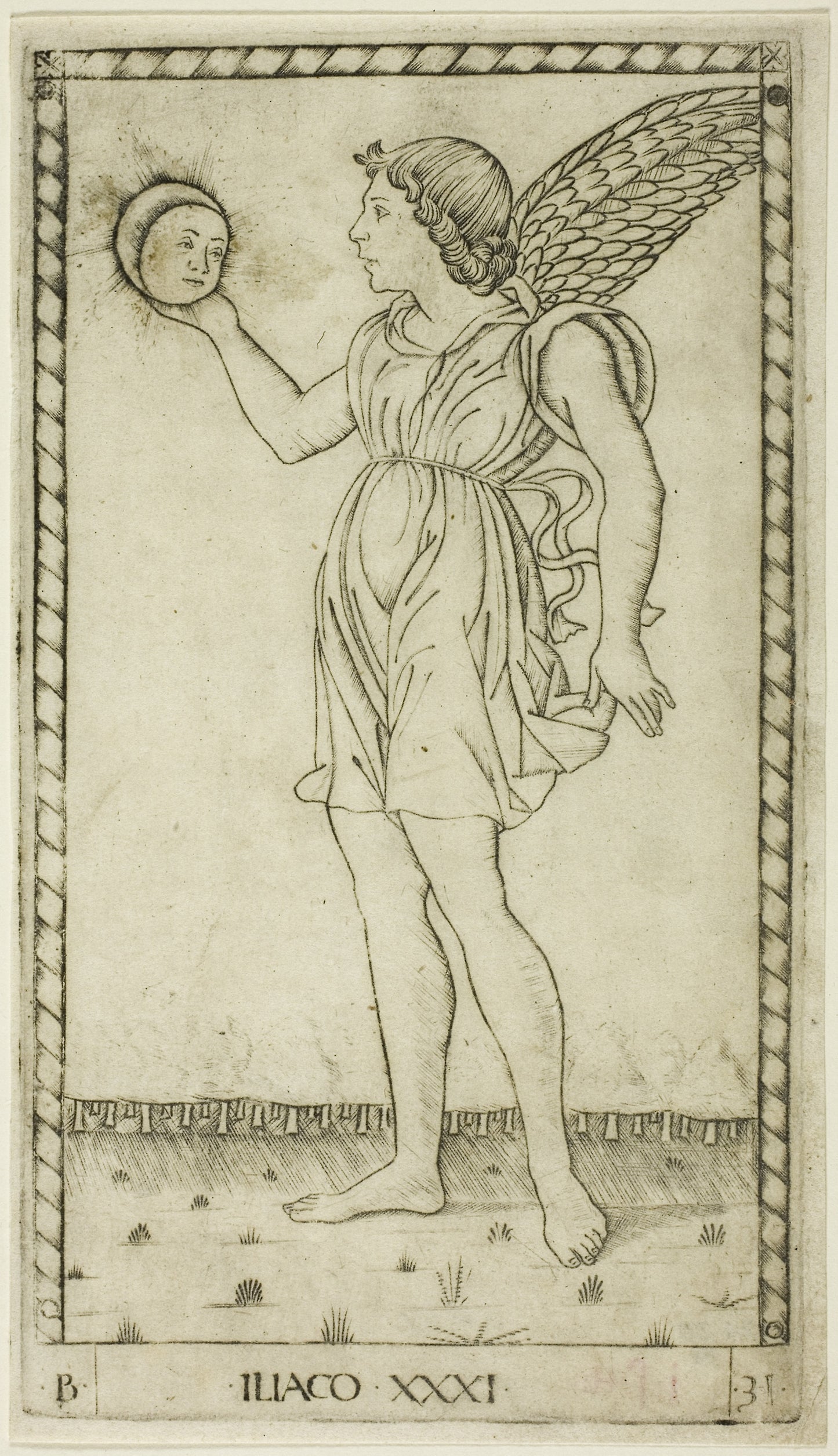 Genius of the Sun, plate 31 from Genii and Virtues - Master of the E-Series Tarocchi, Poster Print Wall Art