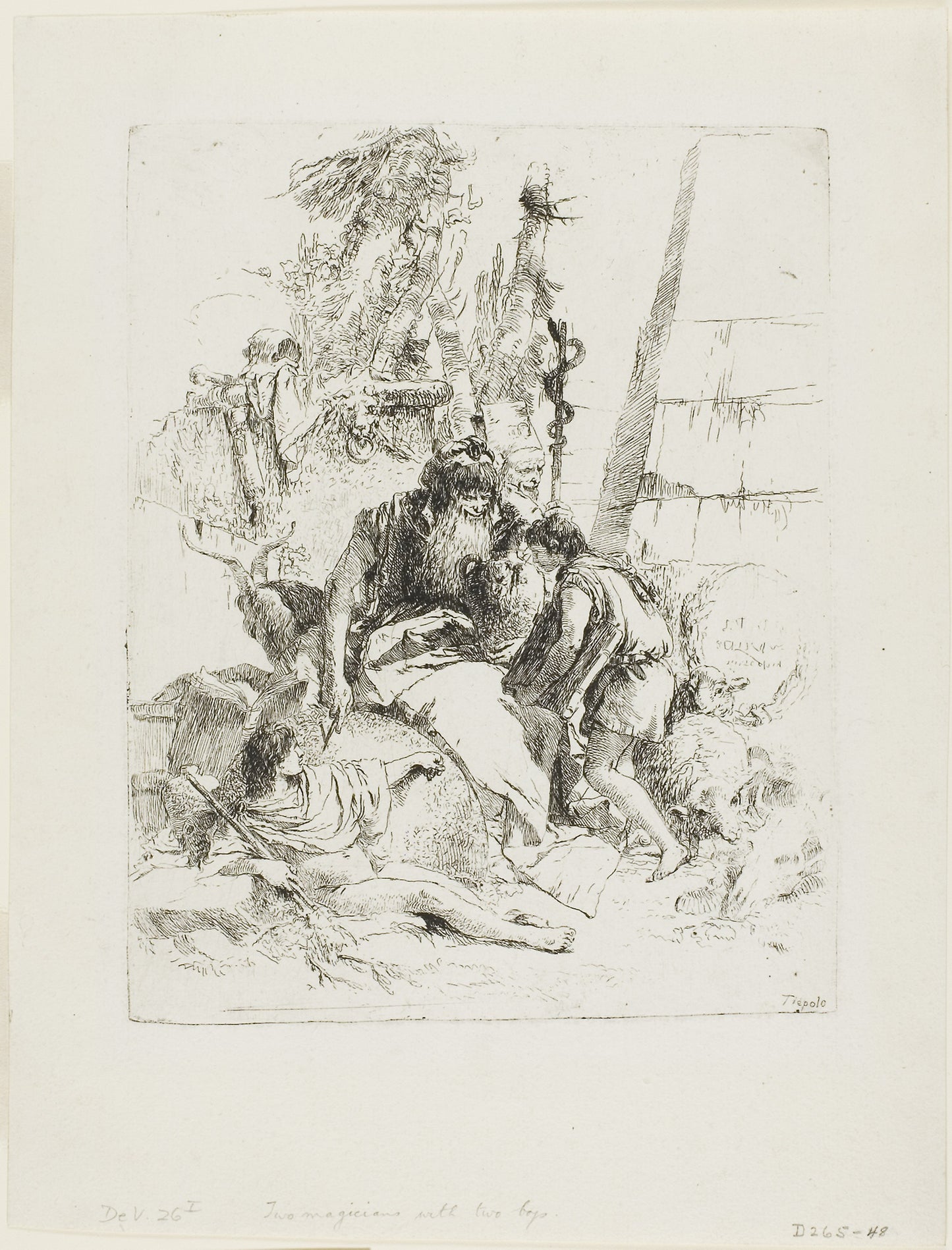 Two Magicians with Two Boys, from Scherzi - Giambattista Tiepolo, Poster Print Wall Art