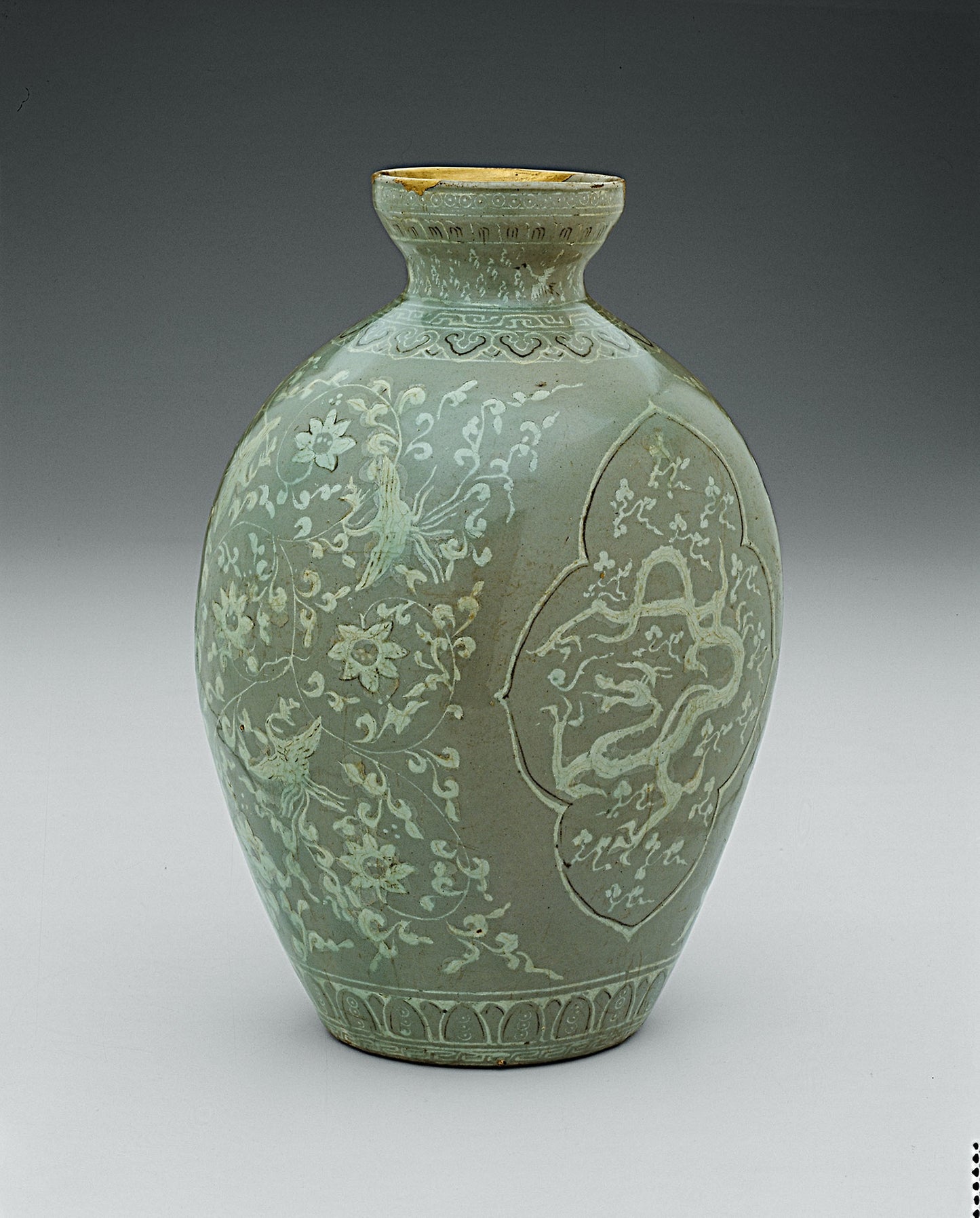 Vase with Dragon and Phoenix - Korean, Poster Print Wall Art