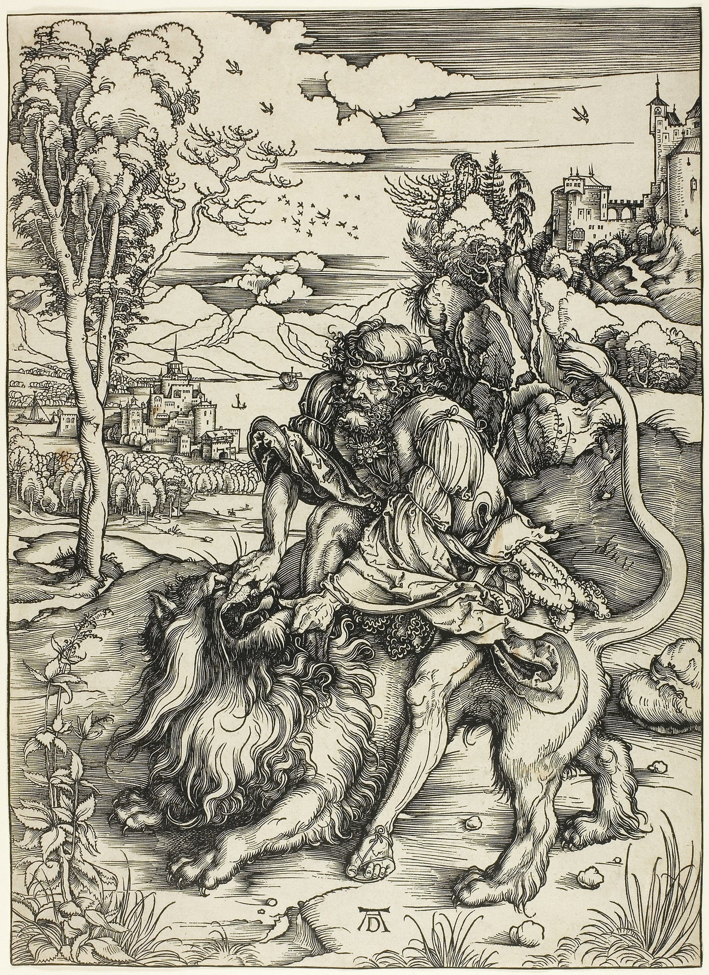 Samson Rending the Lion - Albrecht Dürer, Poster Print Wall Art
