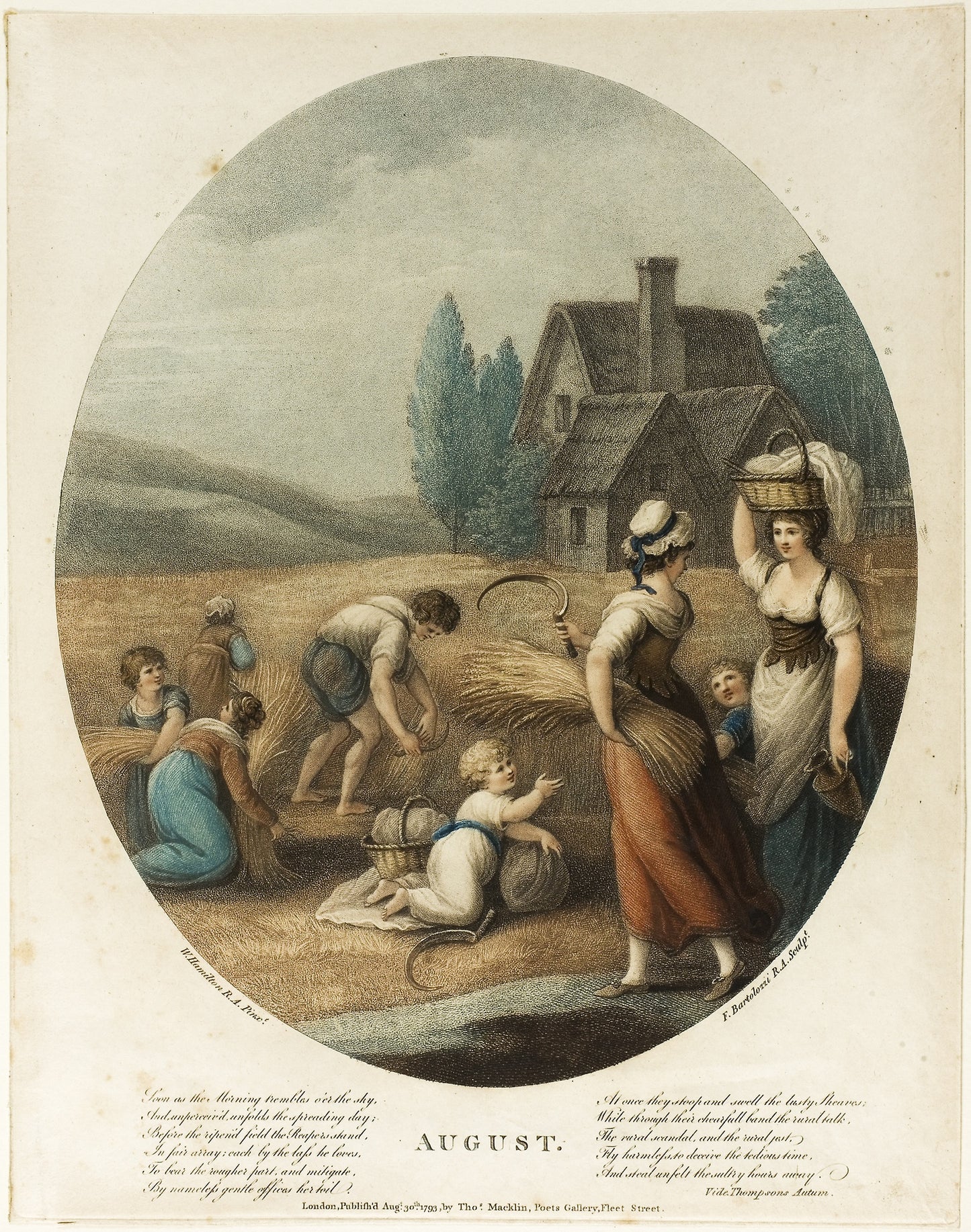 August - Francesco Bartolozzi (Italian, 1727-1815), Poster Print Wall Art