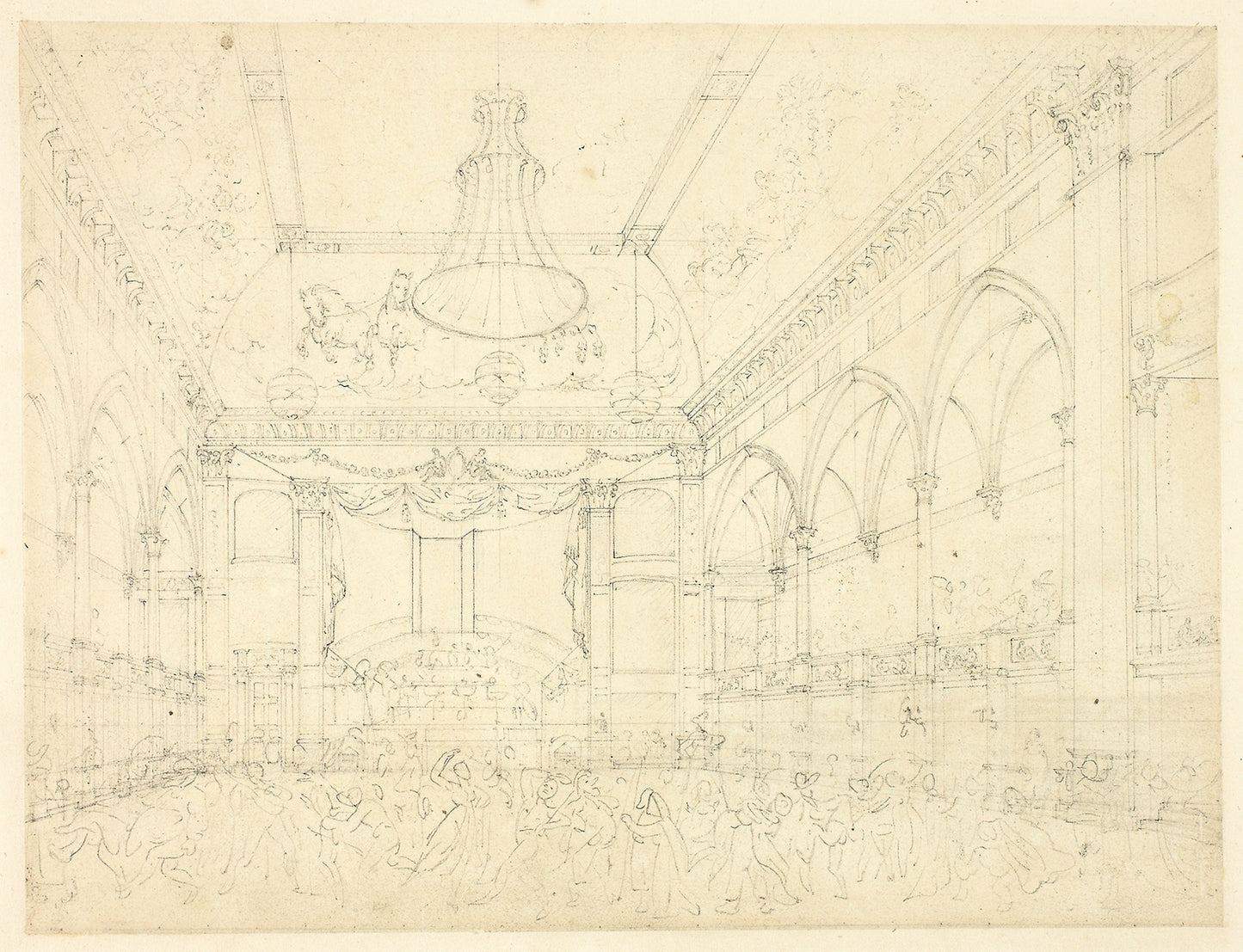 Study for Pantheon Masquerade, from Microcosm of London - Augustus Charles Pugin (English, born France, 1762-1832), Poster Print Wall Art