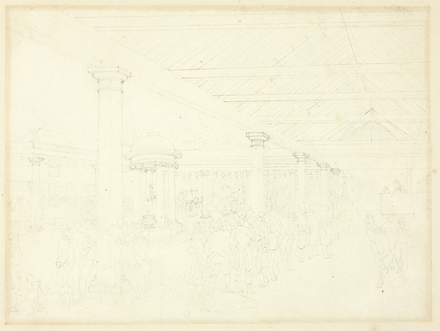 Study for Tattersall's Repository, from Microcosm of London - Augustus Charles Pugin (English, born France, 1762-1832), Poster Print Wall Art