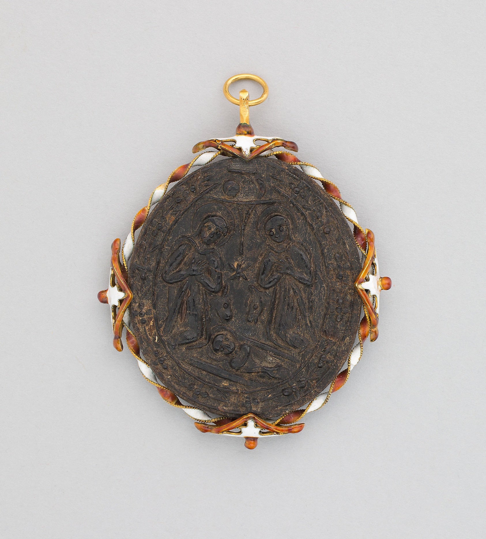 Two-Sided Pendant with Adoration and Baptism of Christ: Spanish or Spanish Colonial,16x12"(A3) Poster