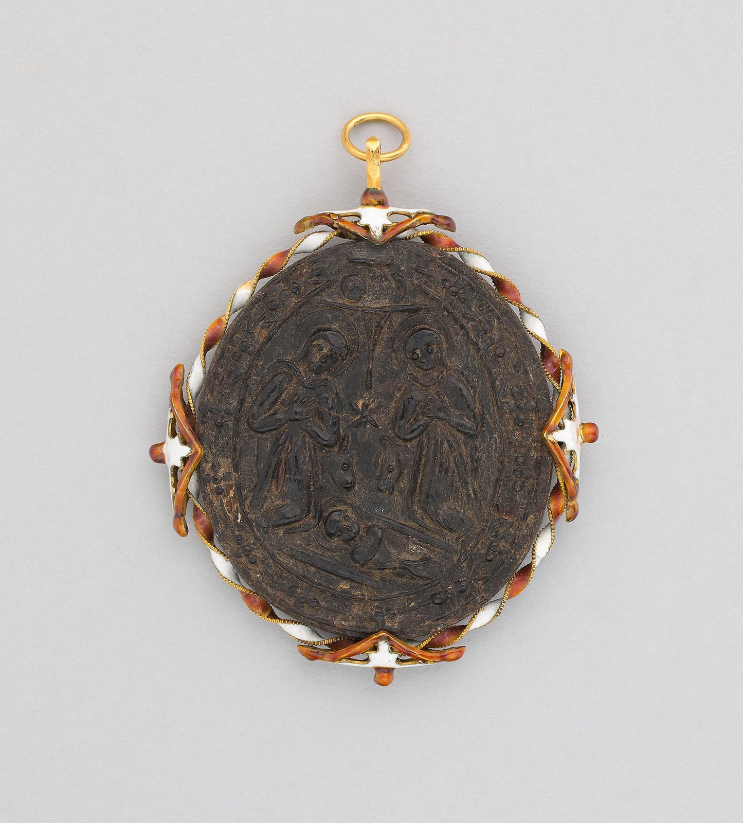 Two-Sided Pendant with Adoration and Baptism of Christ - Spanish or Spanish Colonial, Poster Print Wall Art