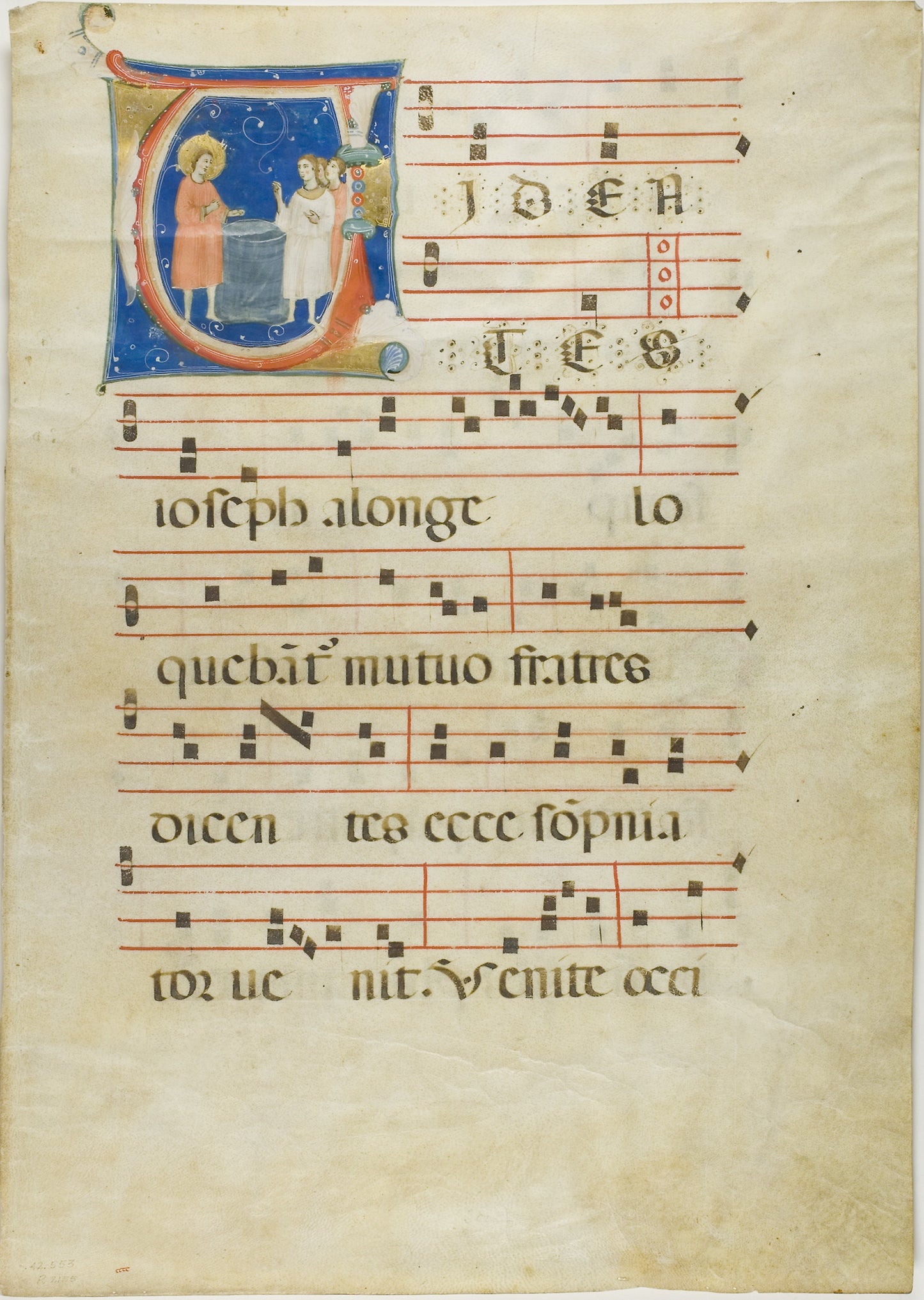Joseph and his Brothers at the Well, Initial V from an Antiphonary: Neri da Rimini , Poster Print Wall Art