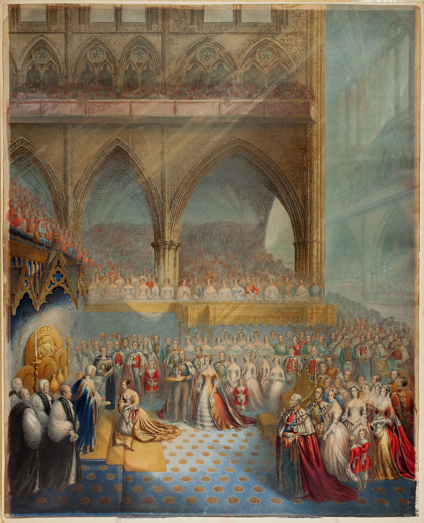 Her Most Gracious Majesty Queen Victoria Receiving the Sacrament at her Coronation - George Baxter, Poster Print Wall Art