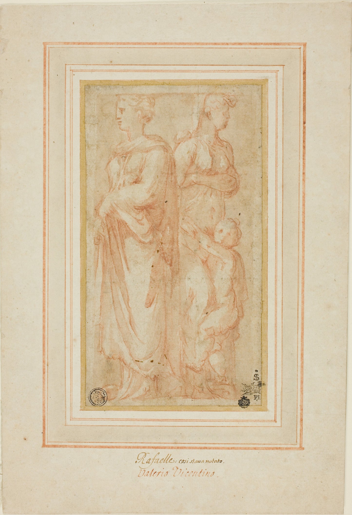 Two Female Figures with Child - Ascribed to Valerio Belli, Poster Print Wall Art