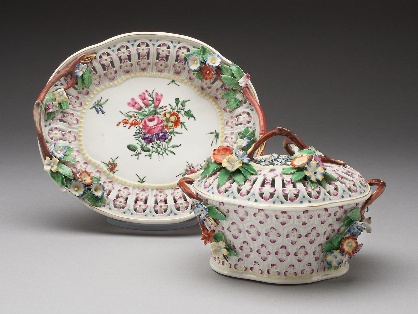 Chestnut Basket and Stand - Worcester Porcelain Factory, Poster Print Wall Art