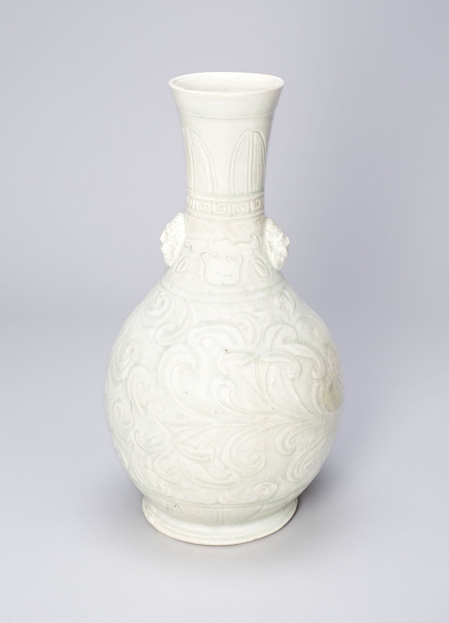 Vase with Ox Masks and Upright and Curling Leaves - China, Poster Print Wall Art