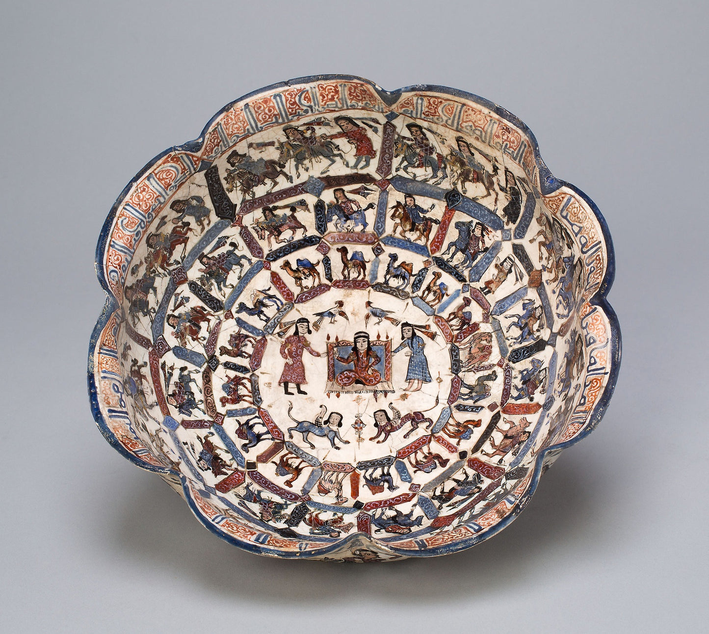 Lobed Bowl with Seated Figure and Attendants - Iran, Poster Print Wall Art