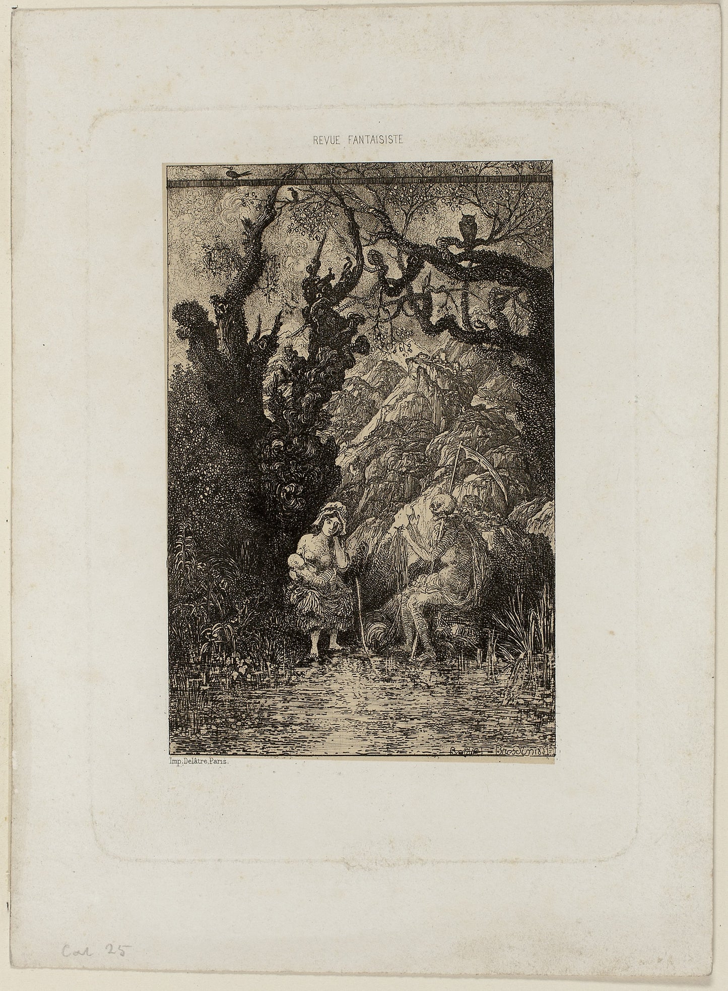 Death and the Young Mother, from Revue Fantaisiste - Rodolphe Bresdin, Poster Print Wall Art