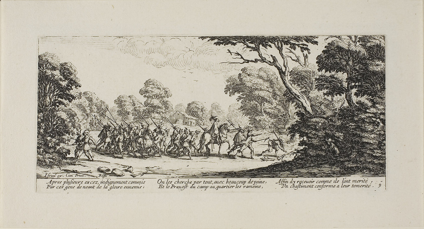 Discovery of the Criminal Soldiers, plate nine from The Miseries of War - Jacques Callot (French, 1592-1635), Poster Print Wall Art