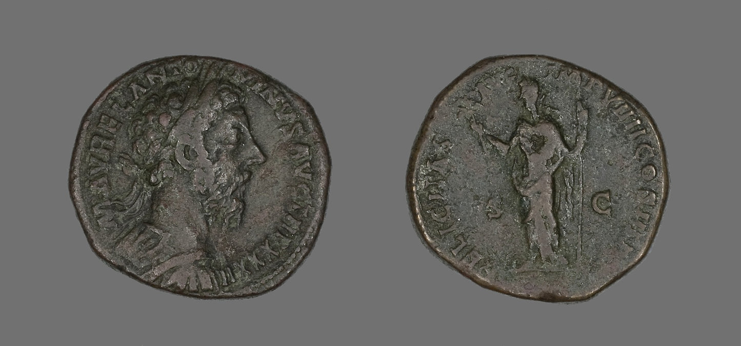 Sestertius (Coin) Portraying Emperor Antoninus Pius - Roman, Poster Print Wall Art