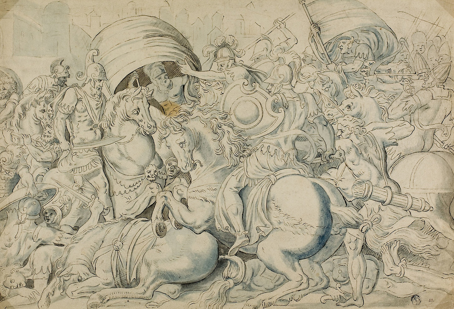 Battle before Troy - after Luca Penni, Poster Print Wall Art