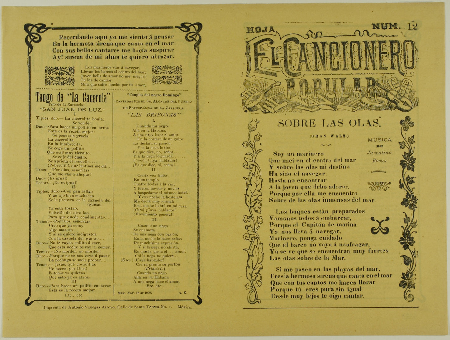 El cancionero popular, hoja num. 12 (The Popular Songbook, Sheet No. 12) - Unknown Artist, Poster Print Wall Art
