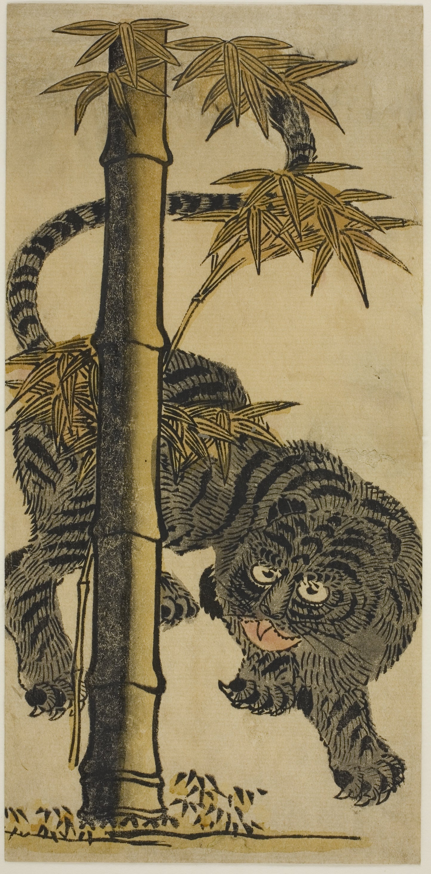 Bamboo and Tiger - Attributed to Nishimura Shigenaga, Poster Print Wall Art