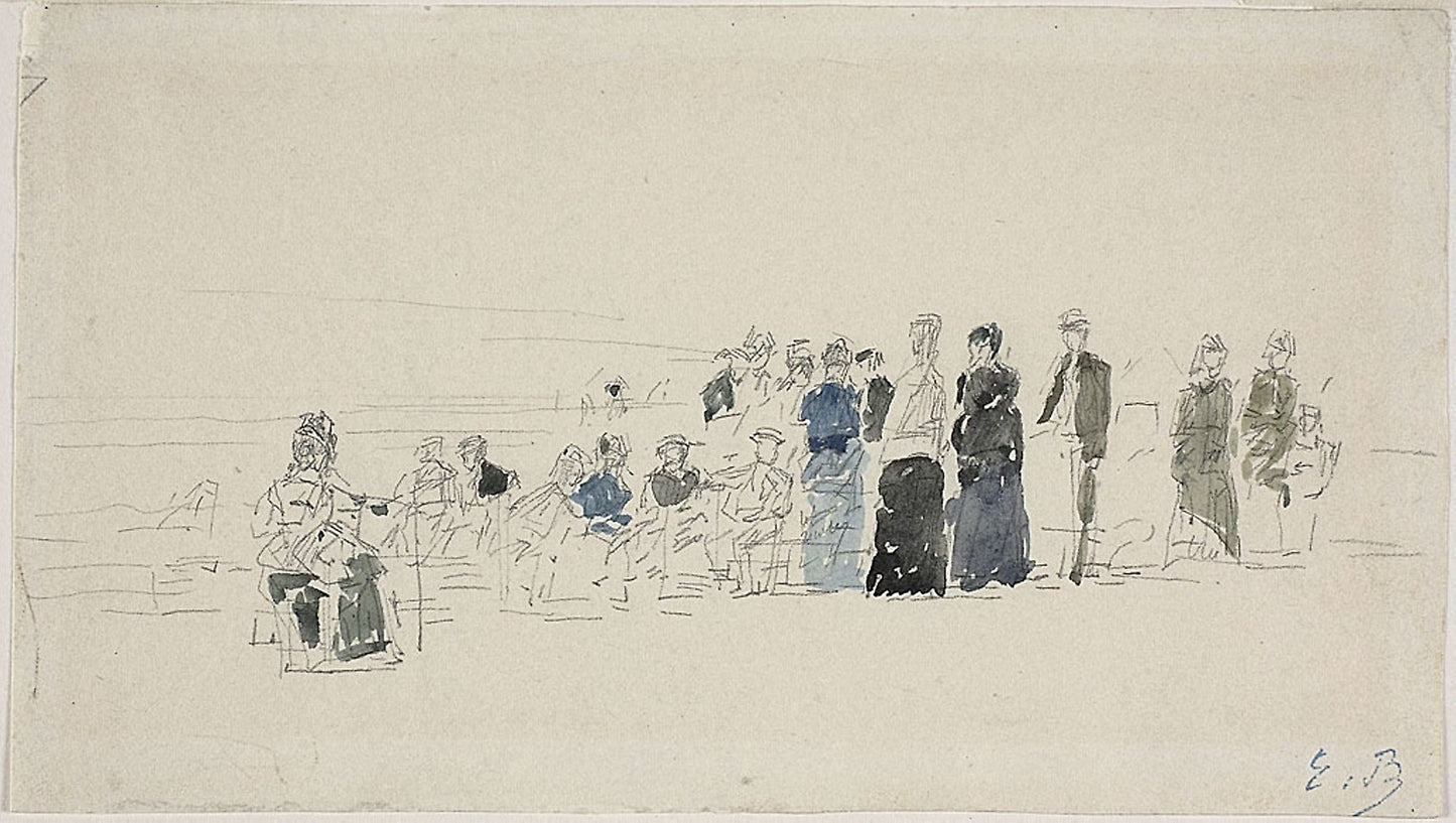 Petticoats on the Beach (recto); Breton Women on the Beach (verso) - Eugène Louis Boudin, Poster Print Wall Art